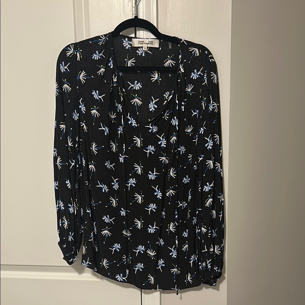 Black Floral Print Women's Top
